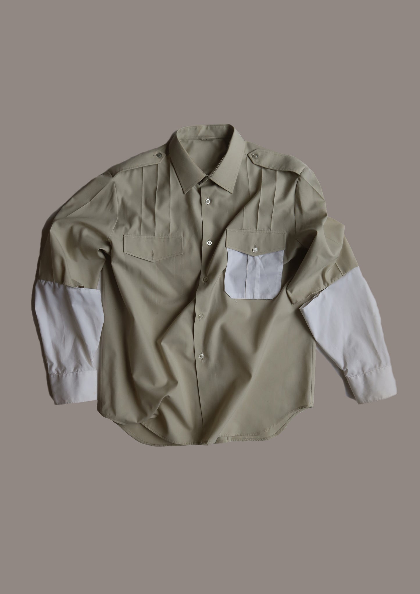 MILITARY SHIRT SABLE ET BLANC