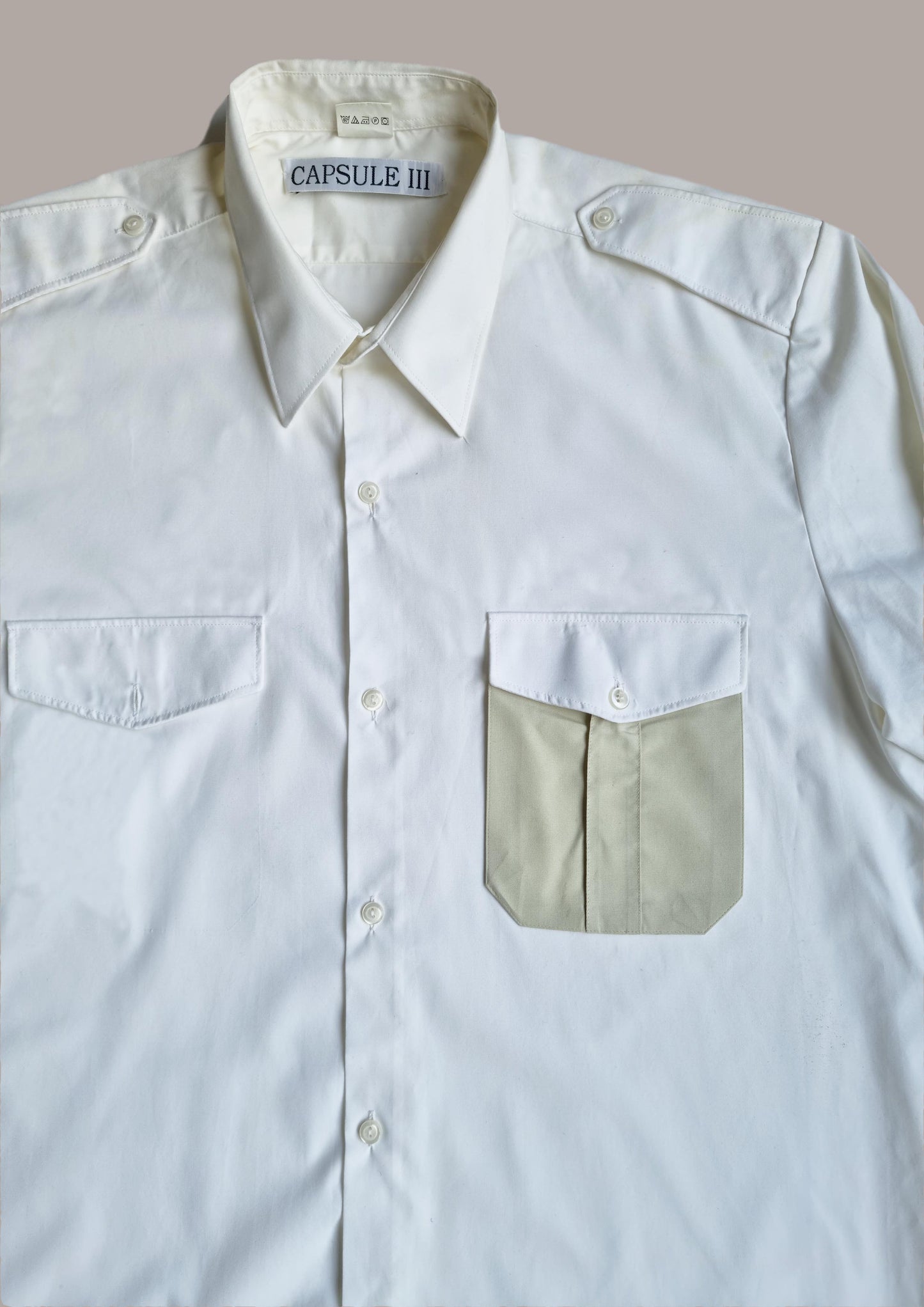 MILITARY SHIRT BLANC ET BEIGE