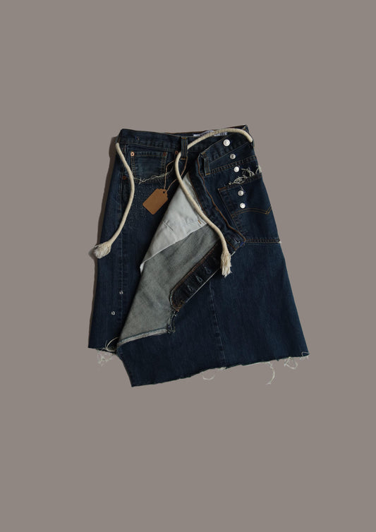 MIXED SKURT JEANS DEMIN BLEU MARINE